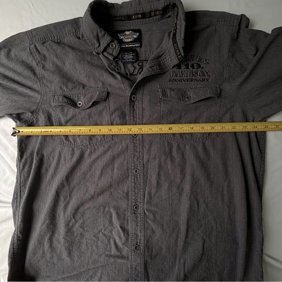 Harley-Davidson Charcoal Gray 110 Anniversary Embroidered Button-Up Shirt - Picture 9 of 11